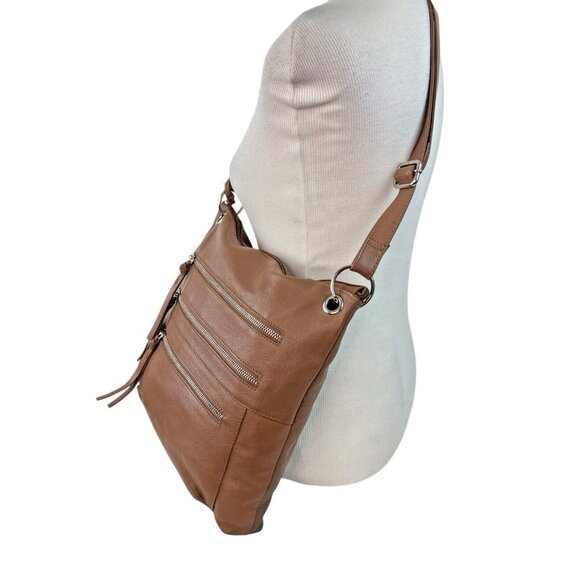 *Great American Leather Works Brown Cow Hide Crossbody Bag Medium Shoulder Purse - Picture 4 of 14